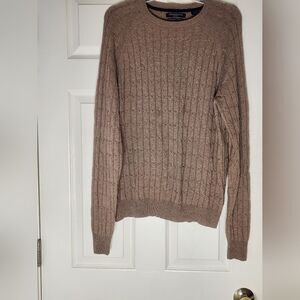 Impermeable L Tan Cable Knitted Lngslv MERINO WOOL SILK CASHMERE Men's Sweater